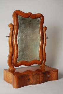 Mahogany Biedermeier counter mirror, interior mirror wood mahogany oak wood glass 74,0, Polished oak mahogany veneered mirror