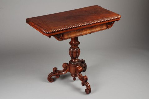neo baroque game table, game table table furniture interior design wood mahogany oak wool iron, Pressure worked column