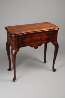 Queen Anne play table, playtable table furniture interior design wood brass oak, Queen Anne playtable with fold-out top