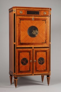 Louis Seize secretary with lacquer panels, secretary furniture furniture interior design wood oak rosewood satinwood purple