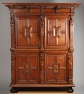 Oak Renaissance renaissance four-door wardrobe, cupboard cabinet furniture furniture interior design wood oak wood, Door panels