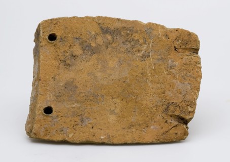 Pottery lid of starling pot, four holes in the corners, lid closure part starch pot soil find ceramic earthenware, w 8.7 hand