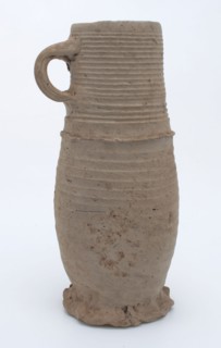 Stoneware jug pinched with slightly curved body and cylindrical neck, jug jug crockery holder soil find ceramic stoneware, hand