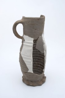 Fragment stoneware with slightly curved body and cylindrical neck, drinking jug jug crockery holder fragment soil found ceramic