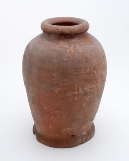 Pottery pot on stand, baluster shape, used in the sugar industry, sugar bowl pot holder soil find ceramic earthenware glaze lead
