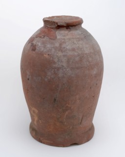 Pottery pot on stand, baluster shape, was used in the sugar industry, sugar bowl pot holder soil find ceramic earthenware glaze