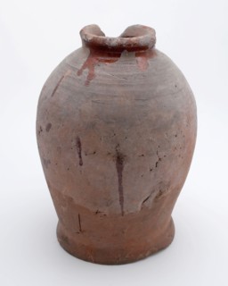 Pottery pot on stand, baluster shape, was used in the sugar industry, sugar bowl pot holder soil find ceramic earthenware glaze