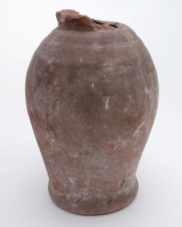 Pottery pot on stand, baluster shape, was used in the sugar industry, sugar bowl pot holder earth discovery ceramic earthenware