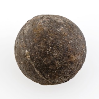 Small iron cannon ball, lump and casting seam, cannonball projectile cast iron metal, cast Small iron cannonball Clear casting