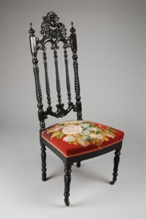 Black polished mahogany neo-rococo chair, chair furniture furniture interior design wood mahogany textile wool silk shellac