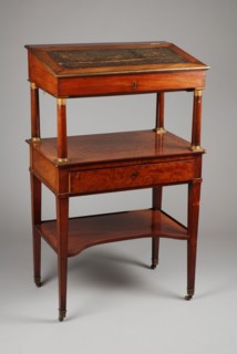 Pouillard, Mahogany Empire armoire with secretary, desk standard furniture interior design wood mahogany oak brass leather