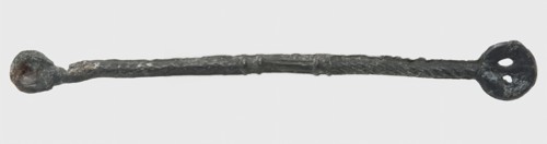 Small tin bar, decorated with hatching, two round ends, toy relaxant soil find tin metal, cast Small tin rod Decorated
