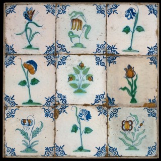 Tile field, three high, three wide, flower tiles polychronic, tile field wall tile tile footage ceramic earthenware glaze wood