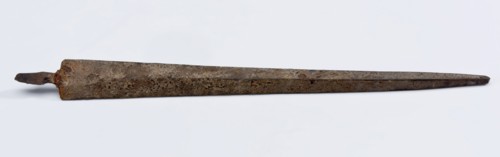 Blade of kidney dagger with double-edged blade, kidney dagger dagger knife stab weapon weapon fragment soil find iron metal