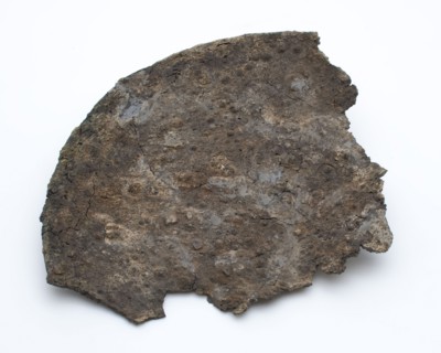 Fragment of tin dish, narrow stand ring, heavily affected, dish crockery holder fragment soil found tin metal, cast Fragment