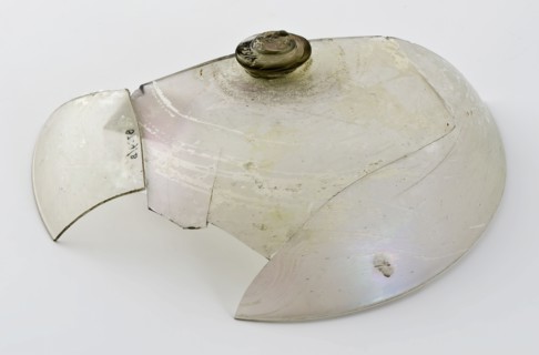 Fragment of stem and cup from drinking bowl or coupe, drinking glass drinking utensils tableware holder soil find glass, free