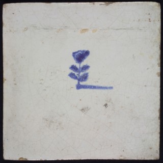 Flower tile with small flower, blue decor on white ground, no corner filling, wall tile tile sculpture ceramic earthenware