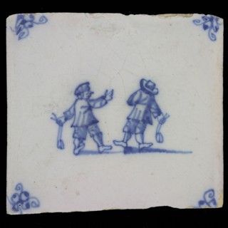 Figure tile, child's play, boulder swing, corner fill spider, wall tile tile image ceramics earthenware glaze tin glaze, in form