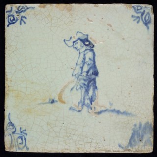 IB, Scene tile, child's play, hocks, corner filling ox's head, wall tile tile sculpture ceramic earthenware glaze tin glaze hw