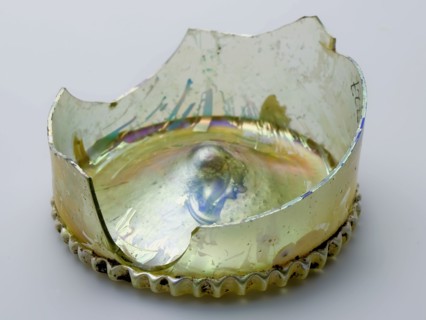 Fragment of stand ring, base and chalice of smooth cup, drinking glass drinking utensils tableware holder soil find glass