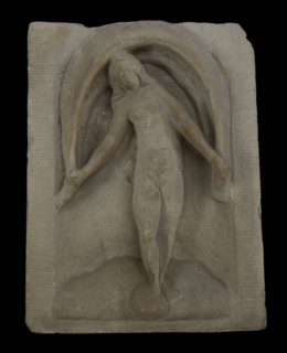 Facade stone from house De Fortuin with Vrouwe Fortuna, facing sculpture sculpture material building component sandstone stone