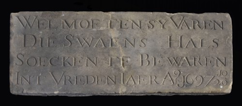 Facade stones with text have to sail that swaenshals, facade stone building component sandstone stone, Rectangular letters