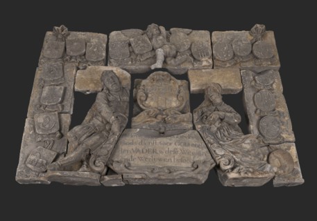 Pieter Rijckx in samenwerking met Pieter Strengh, Relief noorderpand Burgerweeshuis, entrance children's room, facade stone