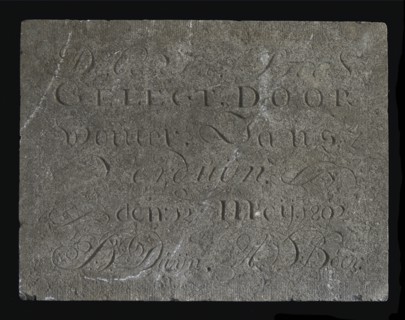 Stone with text ... First stone ... Verduyn ... 1802, facing brick first stone building part stone, chopped Rectangular flat