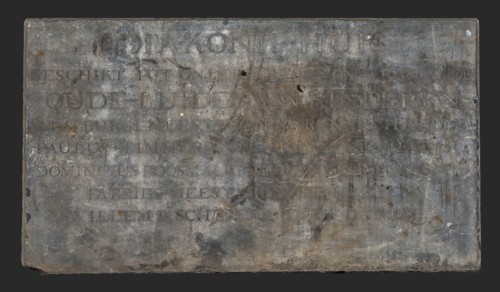 Gable stone from the Diaconie and later Armhuis on the Schiedamsedijk, plaque stone memorial stone building component slate
