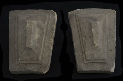 Two stone facade vleeshal, Rotterdam, window decoration, keystone building element facing stone sculpture sculpture sandstone