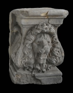 Basement with lion head, basement ornament building component sandstone stone, sculptured Basement with top and bottom