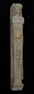 Caryatid, caryatid building element sculpture footage sandstone stone, sculpted caryatid decorated with medallion floral pattern