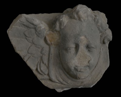 Fragment console with angel head, console building element sculpture footage sandstone stone, sculpted Console with head