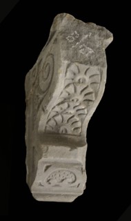 Console with abstract ornaments, console building element sandstone stone, sculpted