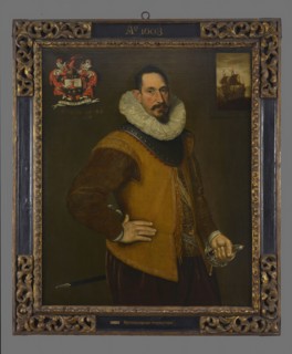 Portrait of Hendrik Hartman, portrait painting canvas linen oil, Standing rectangular portrait of man representing Hendrik