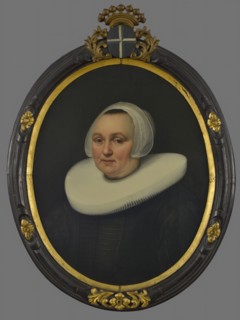 surrounding Bartholomeus van der Helst?, Portrait of Maritge Jansdr. Pesser, portrait painting footage wood oil, Oval portrait