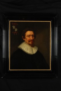 copy after: Michiel Jansz. van, Portrait of Hugo de Groot, portrait painting visual material linen oil painting, Standing