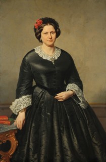Robert van Eijsden, Portrait of Johanna Wilhelmina van Enschot, portrait painting footage linen oilpaint wood canvas, Standing
