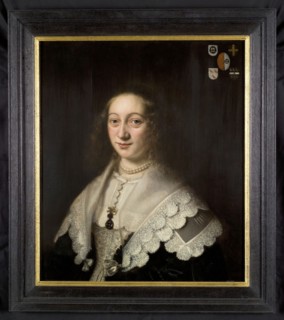 Abraham de Vries, Portrait of Maria van Hogendorp (? -1659), portrait painting visual material wood oil, Standing rectangular