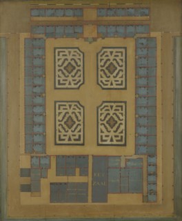 Map of the Leproos- and Proveniershuis in Rotterdam, painting visual material map information form wood oil paint, Oil paint