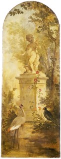 Willem Adrianus Fabri, Wallpaper with Amor statue and birds, room wallpaper wallpaper painting canvas linen burlap paint oil
