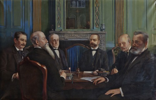 Huib Luns, Portrait of The plate of the Holy Ghost House in 1899, group portrait portrait painting canvas linen oil painting