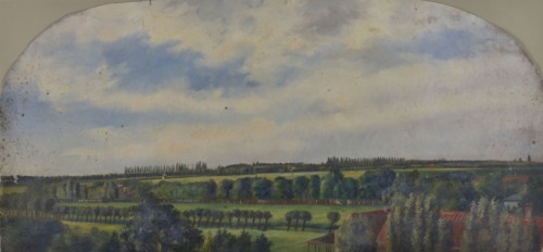 Jan Bikkers, Rubroek, landscape scene, Rotterdam, painting visual material paper oil paint 28,0 w 58,5 topography Rotterdam