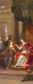 Elias van Nijmegen, Bathsheba asks Solomon to consent to marriage of Adonia with Abisagh, wallpaper painting painting linen oil