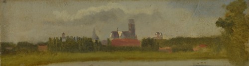 Jan Bikkers, Rotterdam from the Kippenbrug, cityscape painting visual material paper cardboard oil paint with carrier, cityscape