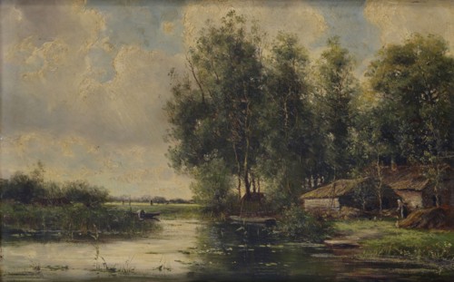 Johan Hendrik Doeleman, View on the Kralingse Plas, Bosweg, Rotterdam, painting visual material oil paint wood, Oil on panel