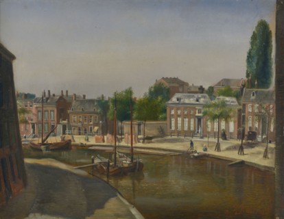 Jan Bikkers, View of the Coolsingel from the Delftse Poort, Rotterdam, cityscape painting visual material paper oil painting