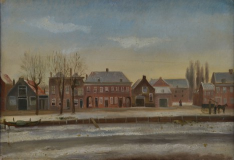 Jan Bikkers, Karnemelkshaven with the new passage to the Warmoezierslaan and the Rotte, Rotterdam, cityscape painting visual