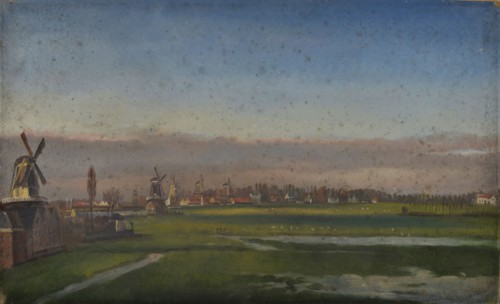 Jan Bikkers, View of the Rotte with the Zwaanshals, Paradijsweg with Molenrij and Klooster in Crooswijk, Rotterdam, village view