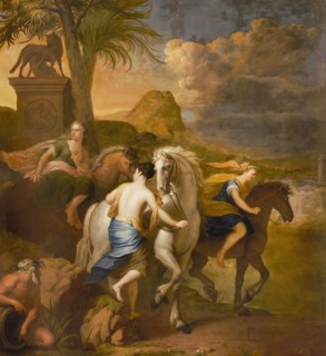 Elias van Nijmegen (Nijmegen 1667 - Rotterdam 1755), Cloelia on the Tiber, wallpaper painting canvas linen oil paint, In 506 BC